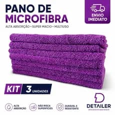 Kit 3 Panos Microfibra 40x60cm 230GCM S/costura Automotivo Alta Absorção Premium