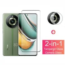 Película Protetora De Vidro e Câmera 9D 2 Em 1 Para Realme 11 Pro Plus Realme 12 11 10 9 8 Pro Plus Pro+ 9i 4G 5G