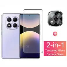 Película Protetora De Vidro e Câmera 9D 2 Em 1 Para Xiaomi Redmi Note 14 Pro 4G Note 14 13 12 Pro Plus Pro+ 12S 4G 5G