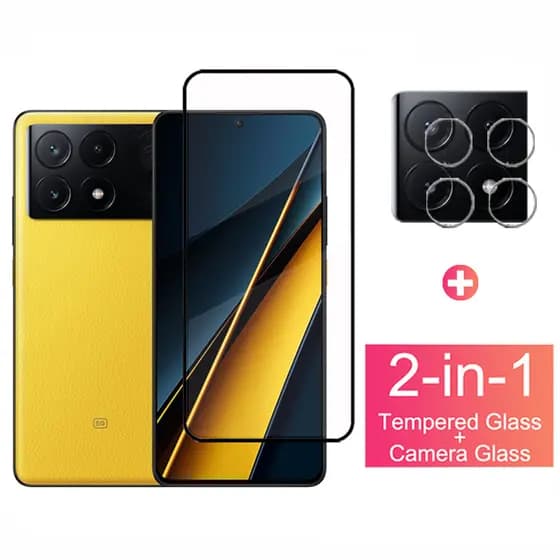 Película de Vidro 9D 2 Em 1 Para Xiaomi POCO X6 Pro 5G POCO X3 X4 X5 X6 Pro 5G F4 X3 X4 GT NFC