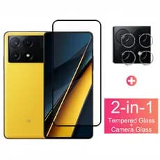 Película de Vidro 9D 2 Em 1 Para Xiaomi POCO X6 Pro 5G POCO X3 X4 X5 X6 Pro 5G F4 X3 X4 GT NFC