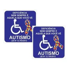 Adesivo Símbolo Autista Para Carro Pcd Lei 12.764 Kit Com 2