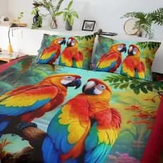 Jogo de Lençol Pássaros Roupa de Cama Arara