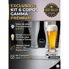Copo Tulipa de Vidro Munich 195ml Gamma Premium Atacado Copão de Cerveja e Chopp Jogo de Copos Para Casa e Bar