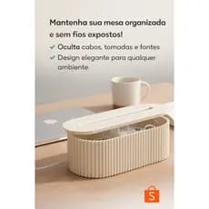 Caixa Organizadora de Cabos para Mesa – Porta Fios, Tomadas e Fontes | Design Moderno