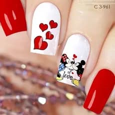 40 Película Adesivo de Unha MICKEY E MINNIE 10 cartelas com 2 pares