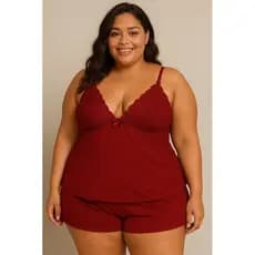 Baby Doll Plus Size Confortável com Renda Pijama dia dos namorados