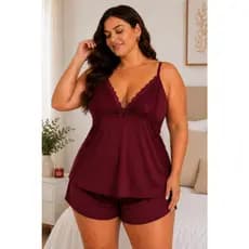Baby Doll Feminino Plus Size Confortável Pijama Sensual Alcinha