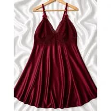 Camisola Plus Size Feminina Rendada Sem Bojo Alcinha Regulável Pijama Linha Noite