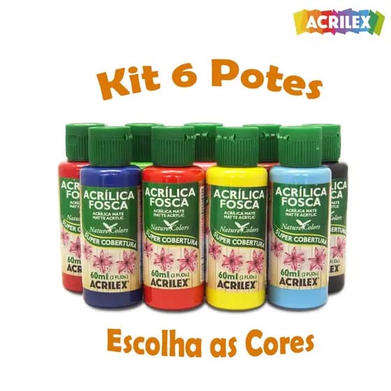 Tinta Acrílica Fosca 60ml - Kit 6 Potes - Escolha as Cores no Chat