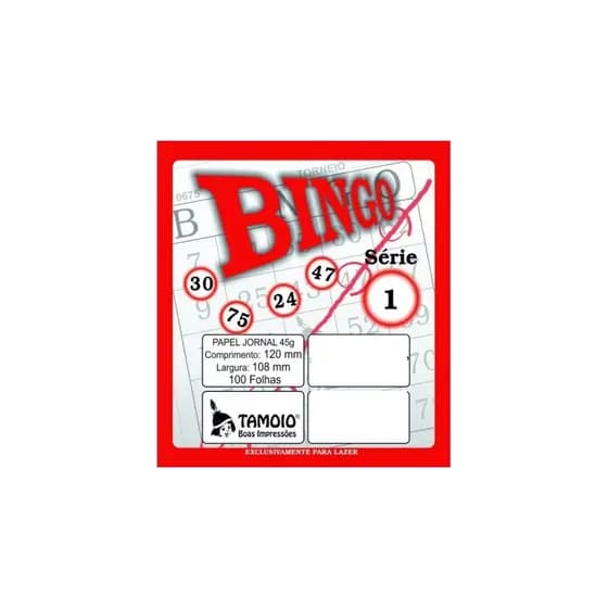 Talão de Bingo 100 Folhas 120x108mm Tamoio Papel Vermelho