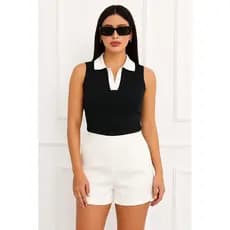 Regata Feminina Algodão  basica Gola polo canelada Algodão moda gringa