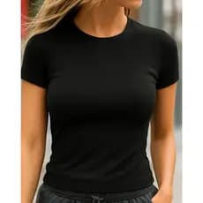 Camiseta Básica Canelada Feminina Lisa Ribana Algodão Premium