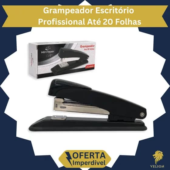 Grampeador de Escritório de Papel Profissional Grampeia até 20 Folhas Grampo Aço