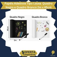 Papéis Adesivos Tipo Lousa Quadro Negro ou Branco Papel de Parede PVC Limpável Reutilizável
