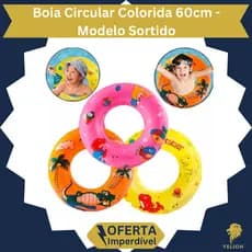 Boia Circular 60cm Inflável Colorida - Modelo Sortido Piscina Praia