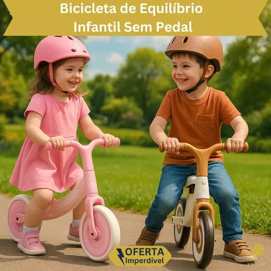 Bicicleta Equilíbrio Infantil sem Pedal Ajustável Crianças Unissex Leve Segura Crescimento Aro 12