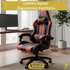 Cadeira Gamer Ergonômica Escritório Reclinável Ajustável Profissional Confortável Rodinha Apoio