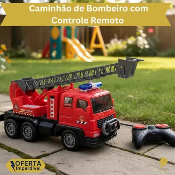 Caminhão de Bombeiro com Controle Remoto Brinquedo Infantil Interativo Resgate Unisex