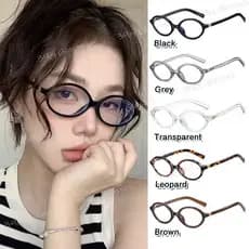 Moldura Oval Coréia Retro Óculos Anti-Luz Azul Para Mulheres De Moda Leopardo Lente