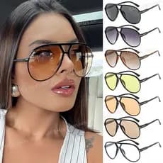 Moda Feixe Duplo Óculos De Sol De Armação Grande Para Homens E Mulheres Europeu Americano Retro Piloto Proteção UV