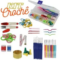 Kit Croche e Amigurumi com 16 agulhas Completo + Acessórios + Estojo Organizador