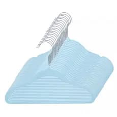 Kit 20 Cabide Infantil Veludo Slim Antideslizante Ultrafino Cor Azul