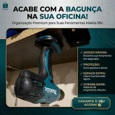 Suporte Makita 18V Parede para Bateria e Parafusadeira Organização Oficina