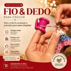 Protetor de Fio e Dedo para Crochê | Guia de Linha Ajustável | Mais Conforto e Precisão
