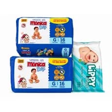 Kit 2 Fraldas Turma da Mônica Baby Tamanho G + Brinde Lenço Umedecido