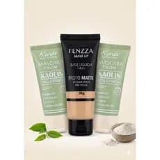 ​Kit Skincare e Maquiagem - 1 Base Líquida Matte Fenzza + 2 Máscaras Kaolin Argila Branca Kyrav