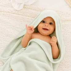 Toalha de Banho Bebê com Capuz Verde Bebê Macia e Absorvente Pós-Banho Infantil