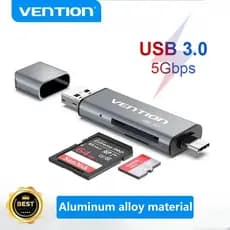 Vention Leitor De Cartão SD TF 2 Em 1 OTG USB 3.0 2.0 5 Gbps 256 Gb Type C 3.0 Adaptador De Memória Micro Mini Inteligen