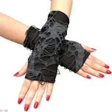 (TFMT) 1 Par Luvas De Halloween Mendigo Preto Buraco Punk Escuras Roupas Cosplay