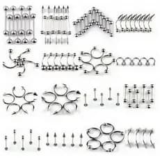 85 Peças / Conjunto Piercing De Corpo / Umbigo / Nariz / Lábio De Língua De Aço Titânio