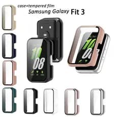 SAMSUNG SAMSUNG Galaxy Fit 3 SM-R390 Hard PC Frame Bumper + HD Ultrafino Vidro Temperado Capa Protetora Integrada