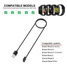 Para Redmi Watch 5 Active/4/3/Band 2 Cabo Carregador USB Xiaomi 8/7 Pro Adaptador De Carregamento De Fio