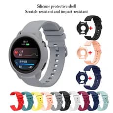 Pulseira E Capa 2 Em 1 Para Garmin Vivoactive 6 , De Silicone Relógio , Protetora Active 6