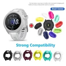 Silicone Macio Quadro Pára-Choques Armadura Deisgn Capa Caso + Plugue Poeira Para Garmin Forerunner 165 Música