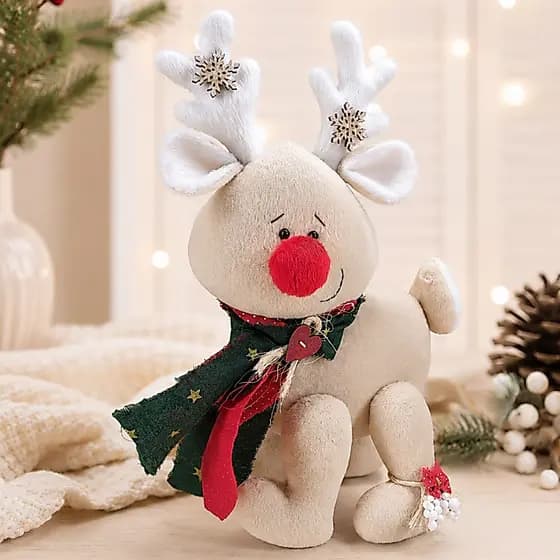 Rena Natalina Decoração De Natal Pelúcia Artesanal 30cm