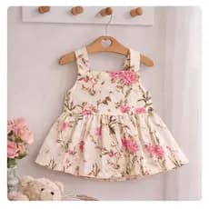Vestido Floral para Boneca 32 cm em Tricoline | Roupa de Boneca com Velcro atrás para Criança Vestir
