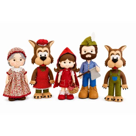 Personagens do Tema Chapeuzinho Vermelho Em Feltro Artesanal Decoração Festa Infantil