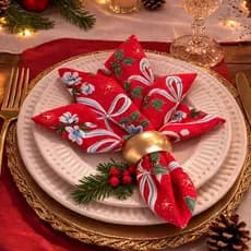 Guardanapo Natalino em Oxford 35x35cm Kit com 6 peças Mesa Posta Natal Luxo Pronta Entrega - Decorar
