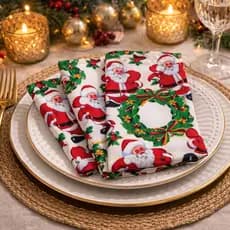 Guardanapo Natalino em Oxford 35x35cm Kit com 4 peças Mesa Posta Natal Luxo Pronta Entrega - Decorar