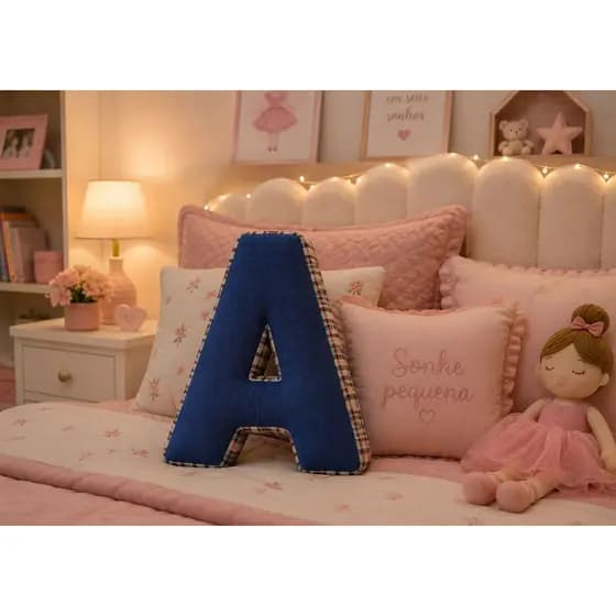 Almofada Letra Personalizada Quarto Infantil Decorativa Bebe