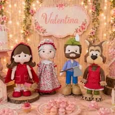 Kit Chapeuzinho Vermelho Em Feltro Artesanal | Vovó | Lenhador | Lobo Mau Decoração Festa Infantil Personalizado