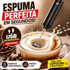 Mixer Elétrico USB Recarregável Espumador de Leite Café Cappuccino