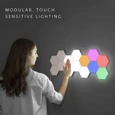 Luminária Lâmpada Leds Hexagonal Imã Iluminaçao Touch Sensivel Ao Toque Colorido