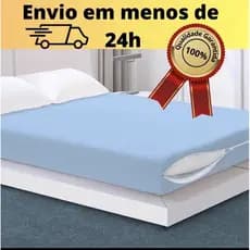 Capa P/Colchão Solteiro Poliéster com Zíper Azul