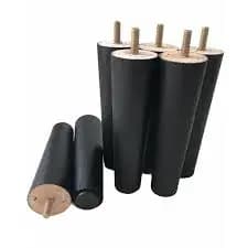 Pés para Cama Box Com 8 Unidades Pezinho Madeira Maciça Com 12cm Casal ou Solteiro - Cor Preto